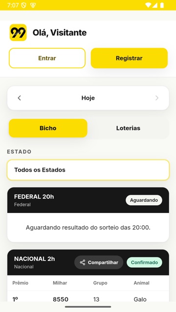 Resultados de hoje de todos os estados